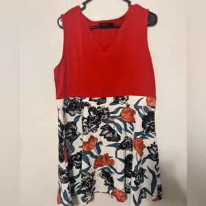 Elegant Red and Floral Mini Dress